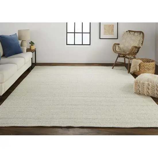 Ivory And Gray Wool Hand Woven Stain Resistant Area Rug Photo 5