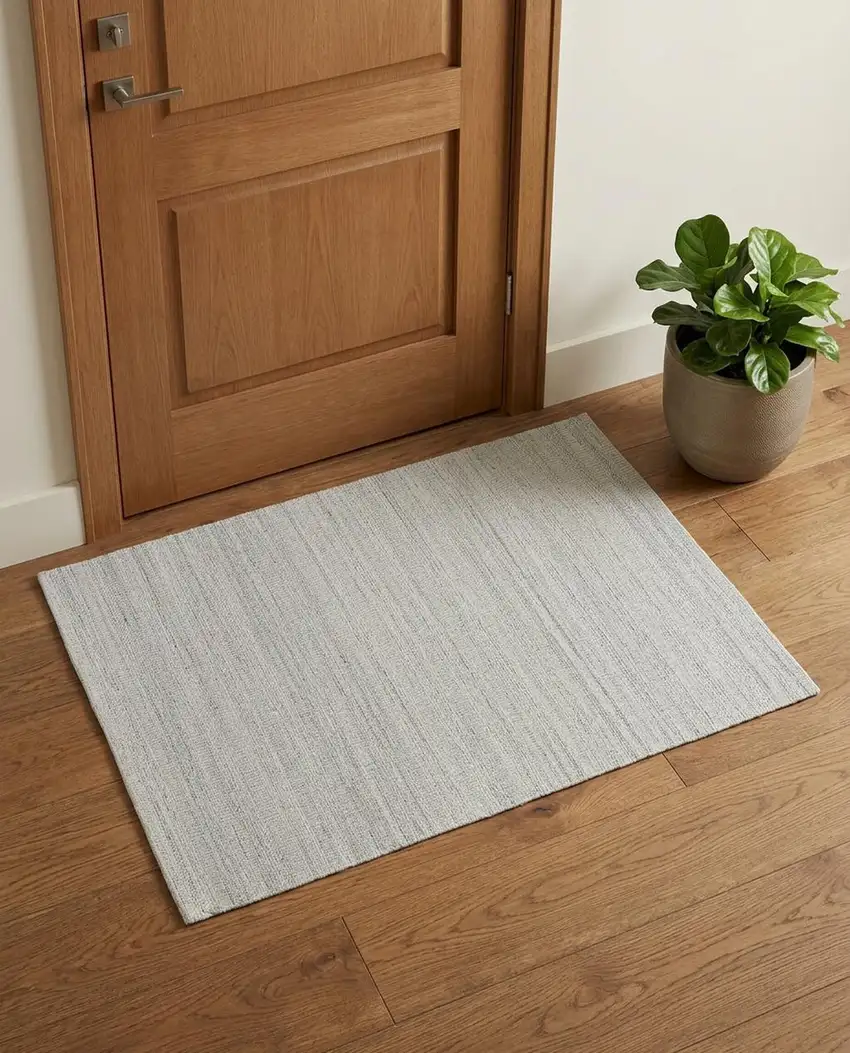 Ivory And Gray Wool Hand Woven Stain Resistant Area Rug Photo 1