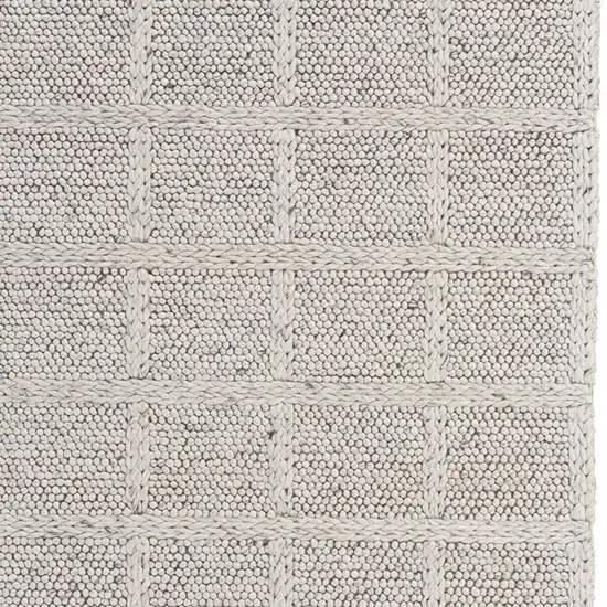 Gray and Ivory Wool Plaid Hand Woven Area Rug Photo 4