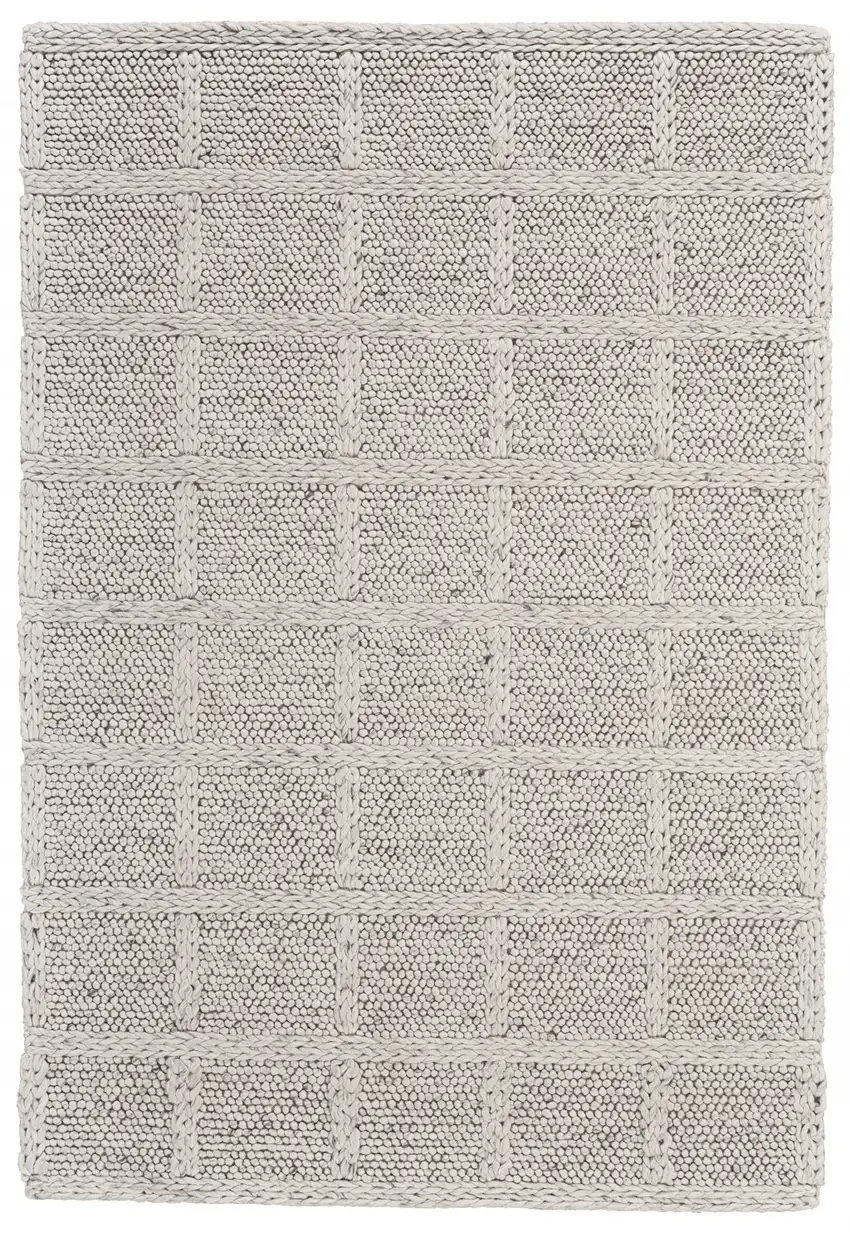 Ivory And Gray Wool Plaid Hand Woven Stain Resistant Area Rug Photo 1