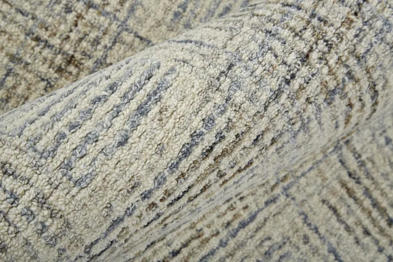 Ivory And Gray Wool Plaid Tufted Handmade Stain Resistant Area Rug Photo 1