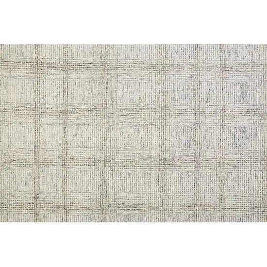 Ivory And Gray Wool Plaid Tufted Handmade Stain Resistant Area Rug Photo 9