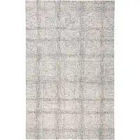 Photo of Ivory And Gray Wool Plaid Tufted Handmade Stain Resistant Area Rug