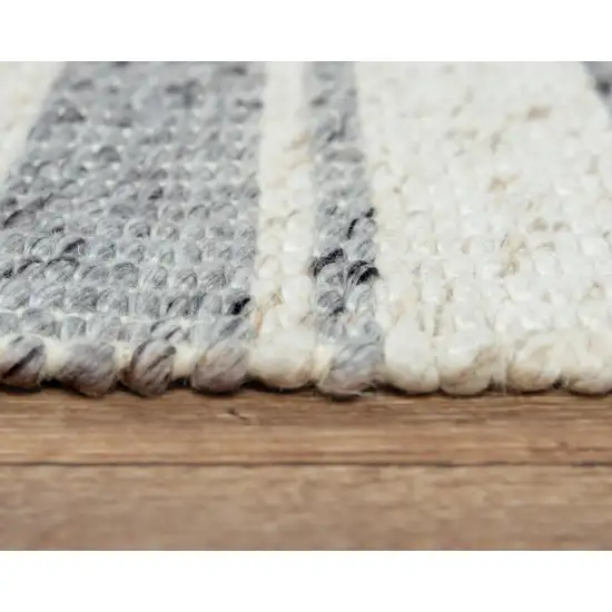Ivory And Gray Wool Striped Hand Woven Area Rug Photo 6