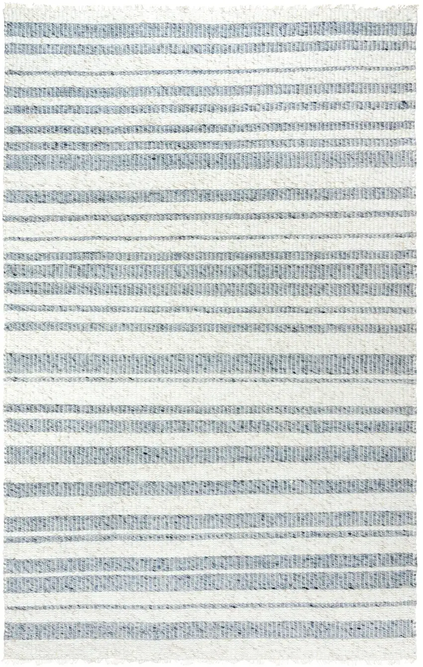 Ivory And Gray Wool Striped Hand Woven Area Rug Photo 2