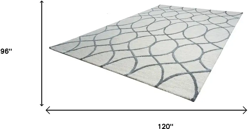 Ivory And Gray Wool Trellis Hand Tufted Area Rug Photo 7