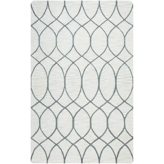 Ivory And Gray Wool Trellis Hand Tufted Area Rug Photo 3