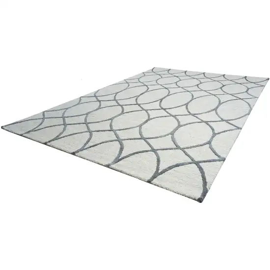 Ivory And Gray Wool Trellis Hand Tufted Area Rug Photo 2