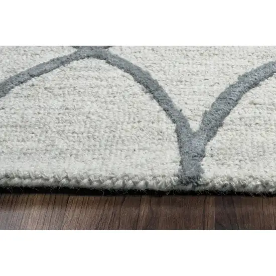 Ivory And Gray Wool Trellis Hand Tufted Area Rug Photo 6