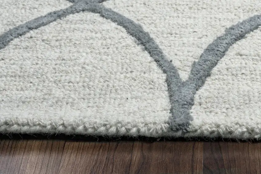 Ivory And Gray Wool Trellis Hand Tufted Area Rug Photo 6