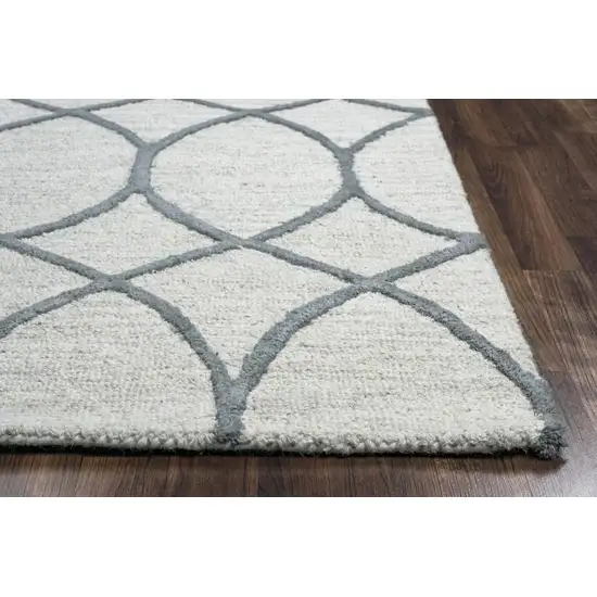 Ivory And Gray Wool Trellis Hand Tufted Area Rug Photo 4