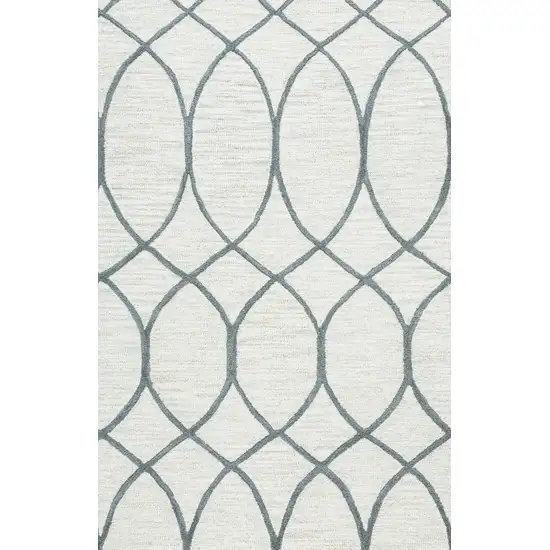 Ivory And Gray Wool Trellis Hand Tufted Area Rug Photo 5