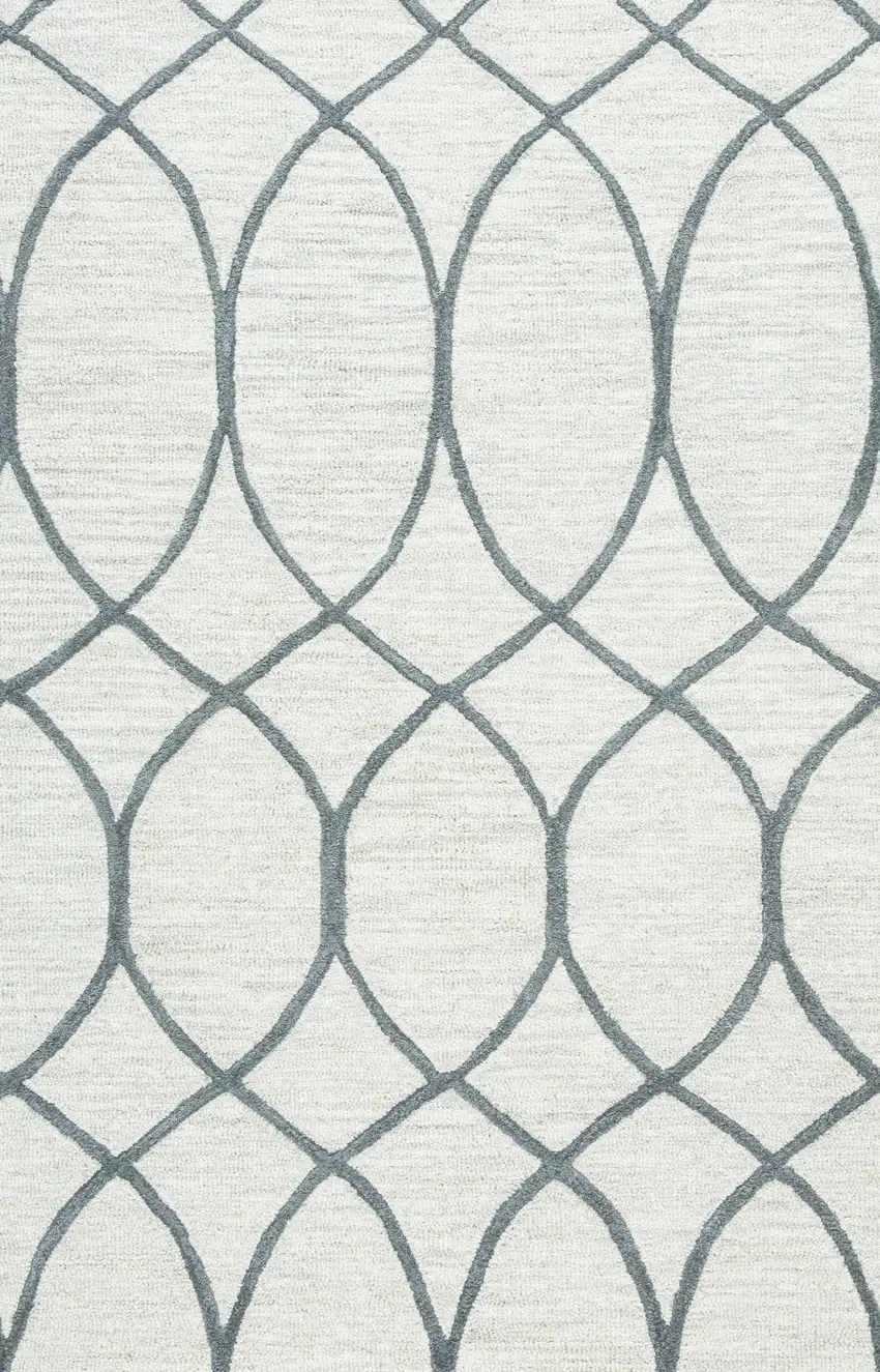 Ivory And Gray Wool Trellis Hand Tufted Area Rug Photo 5