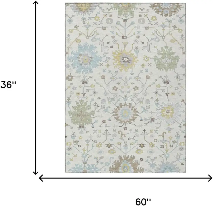 Ivory And Green Faux Bois Washable Indoor Outdoor Area Rug Photo 6