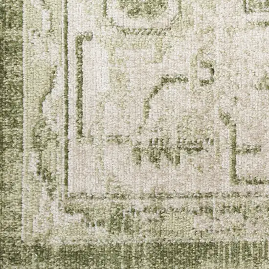 Ivory And Green Floral Distressed Area Rug Photo 2