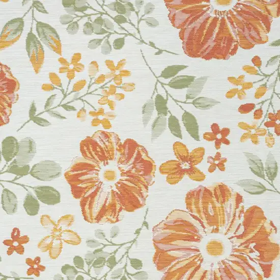 Ivory And Green Floral Square Rug Photo 4