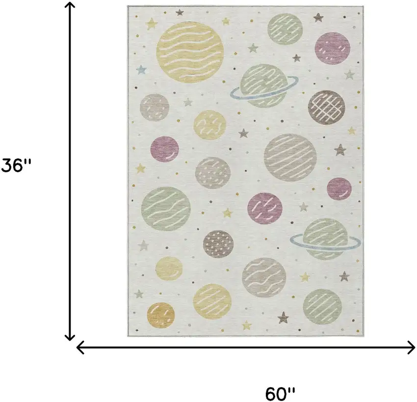 Ivory And Green Floral Washable Indoor Outdoor Area Rug Photo 5
