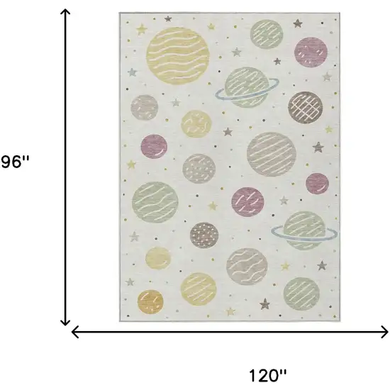 Ivory And Green Floral Washable Indoor Outdoor Area Rug Photo 5