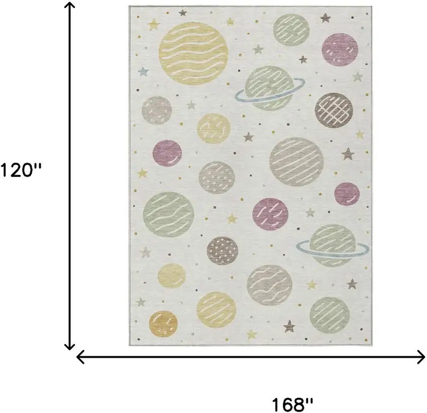 Ivory And Green Floral Washable Indoor Outdoor Area Rug Photo 4