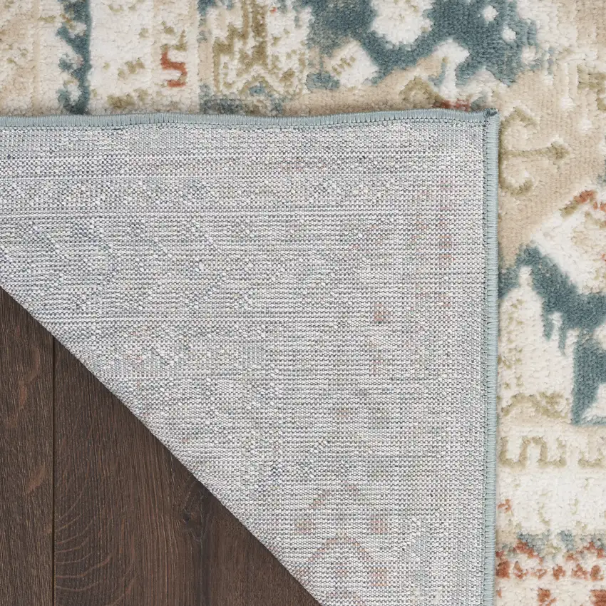 Ivory And Green Geometric Area Rug Photo 9