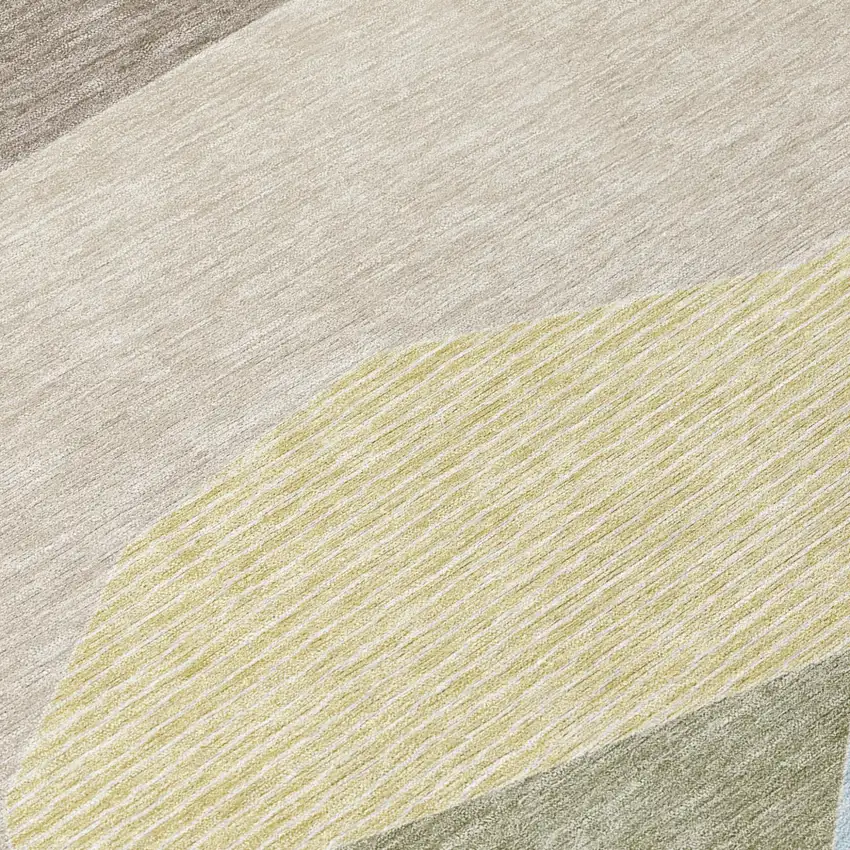 Ivory And Green Geometric Washable Indoor Outdoor Area Rug Photo 5