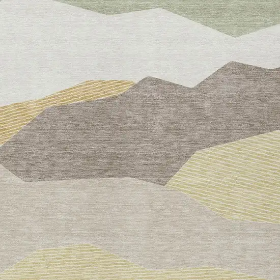 Ivory And Green Geometric Washable Indoor Outdoor Area Rug Photo 2