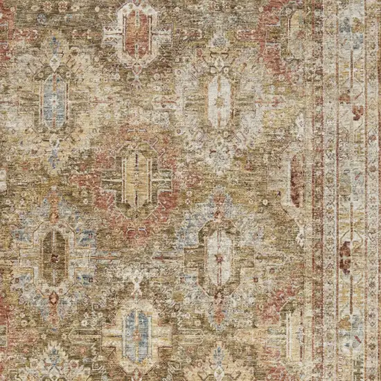 Ivory And Green Medallion Distressed Area Rug Photo 7