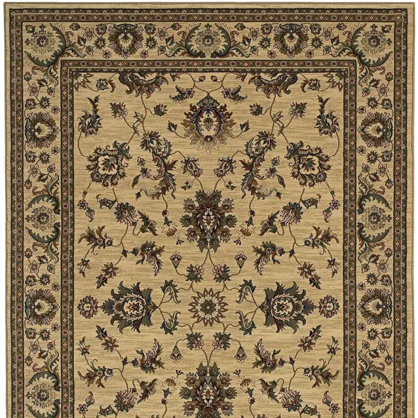 Ivory And Green Oriental Area Rug Photo 4