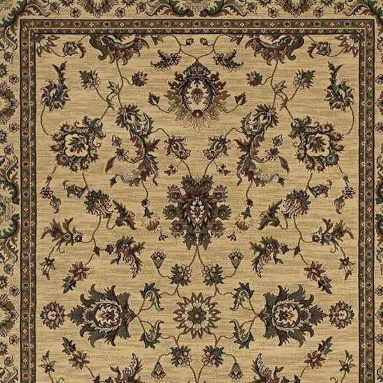 Ivory And Green Oriental Area Rug Photo 3