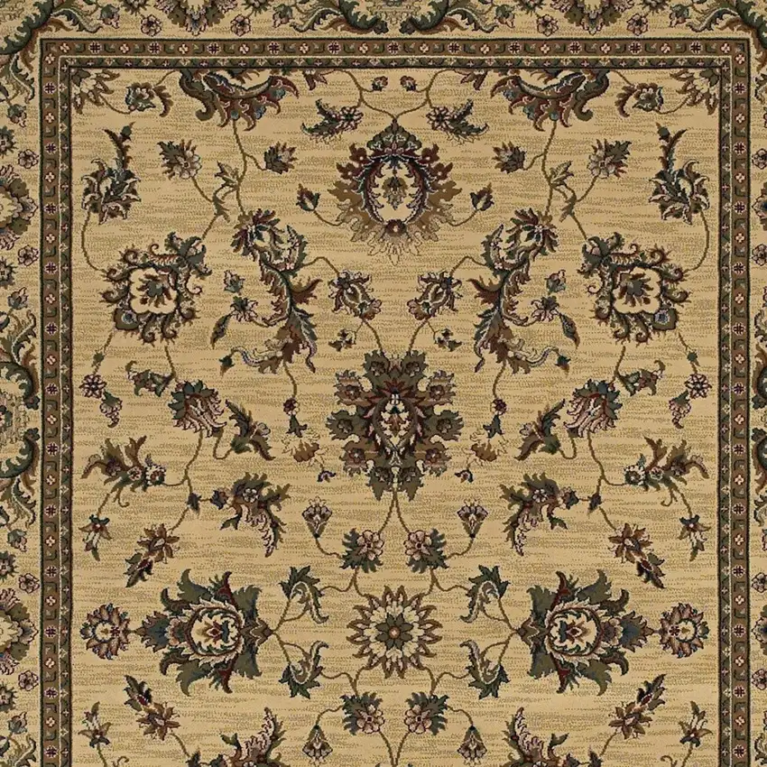 Ivory And Green Oriental Area Rug Photo 3