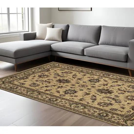 Ivory And Green Oriental Area Rug Photo 1