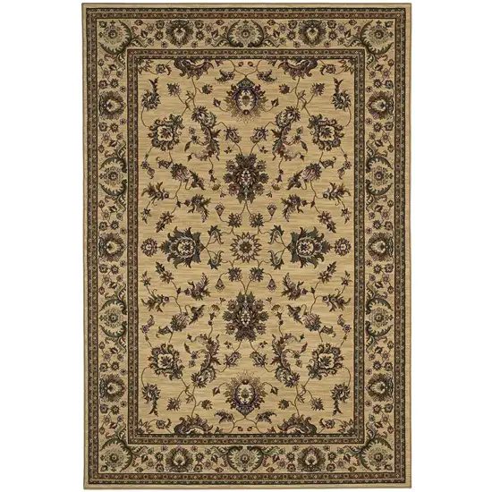 Ivory And Green Oriental Area Rug Photo 3