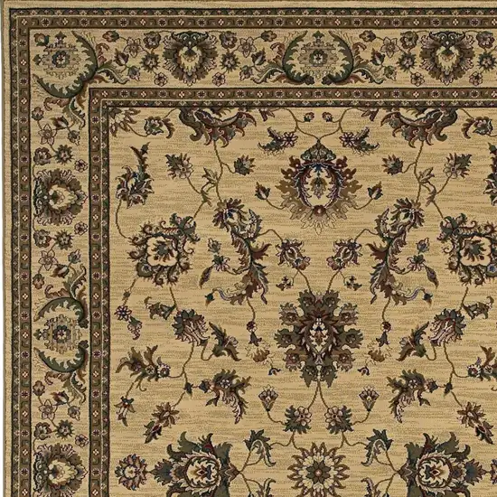 Ivory And Green Oriental Area Rug Photo 4