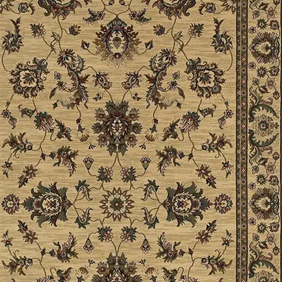 Ivory And Green Oriental Area Rug Photo 3