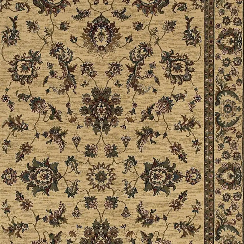 Ivory And Green Oriental Area Rug Photo 3