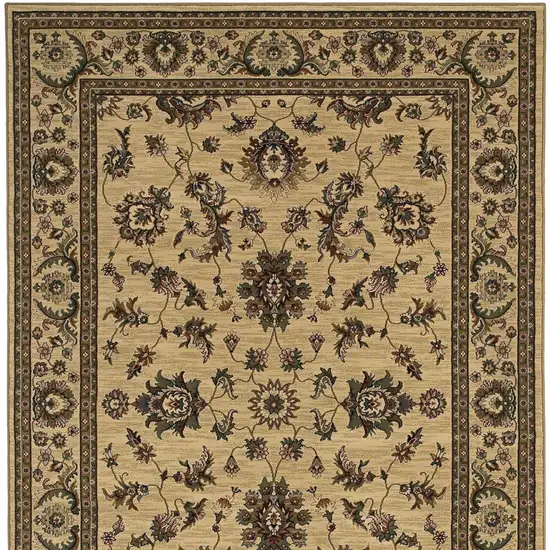 Ivory And Green Oriental Area Rug Photo 4
