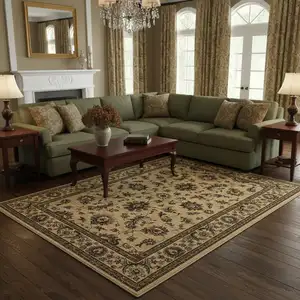 Photo of Ivory And Green Oriental Area Rug