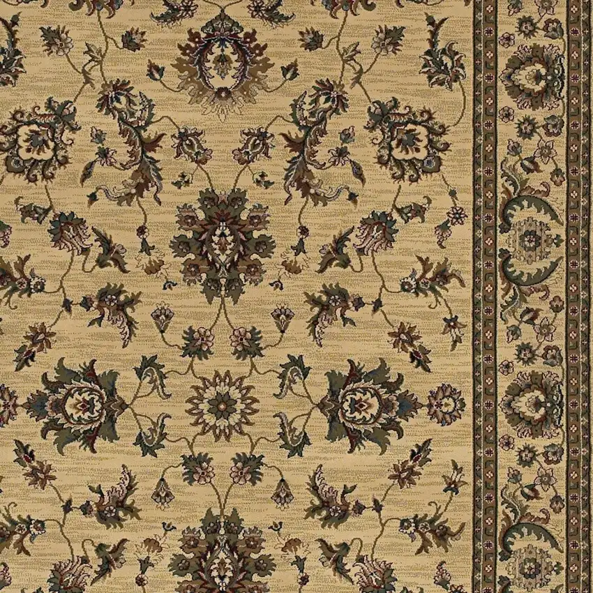 Ivory And Green Oriental Area Rug Photo 3