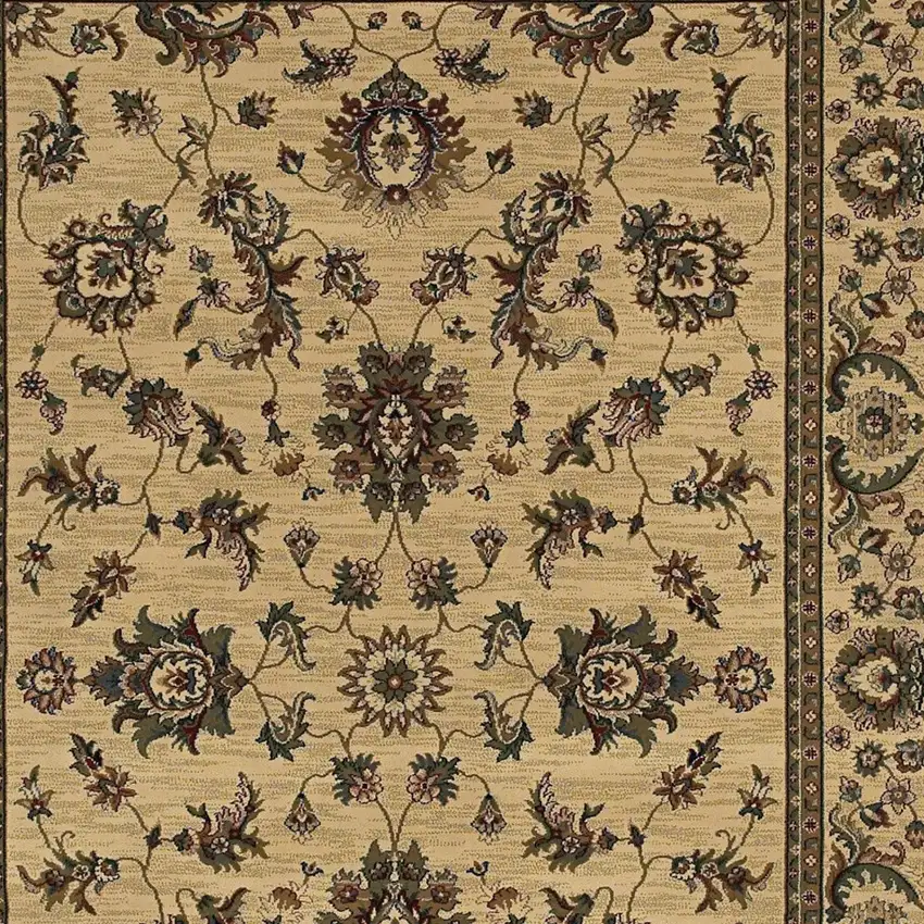 Ivory And Green Oriental Area Rug Photo 3