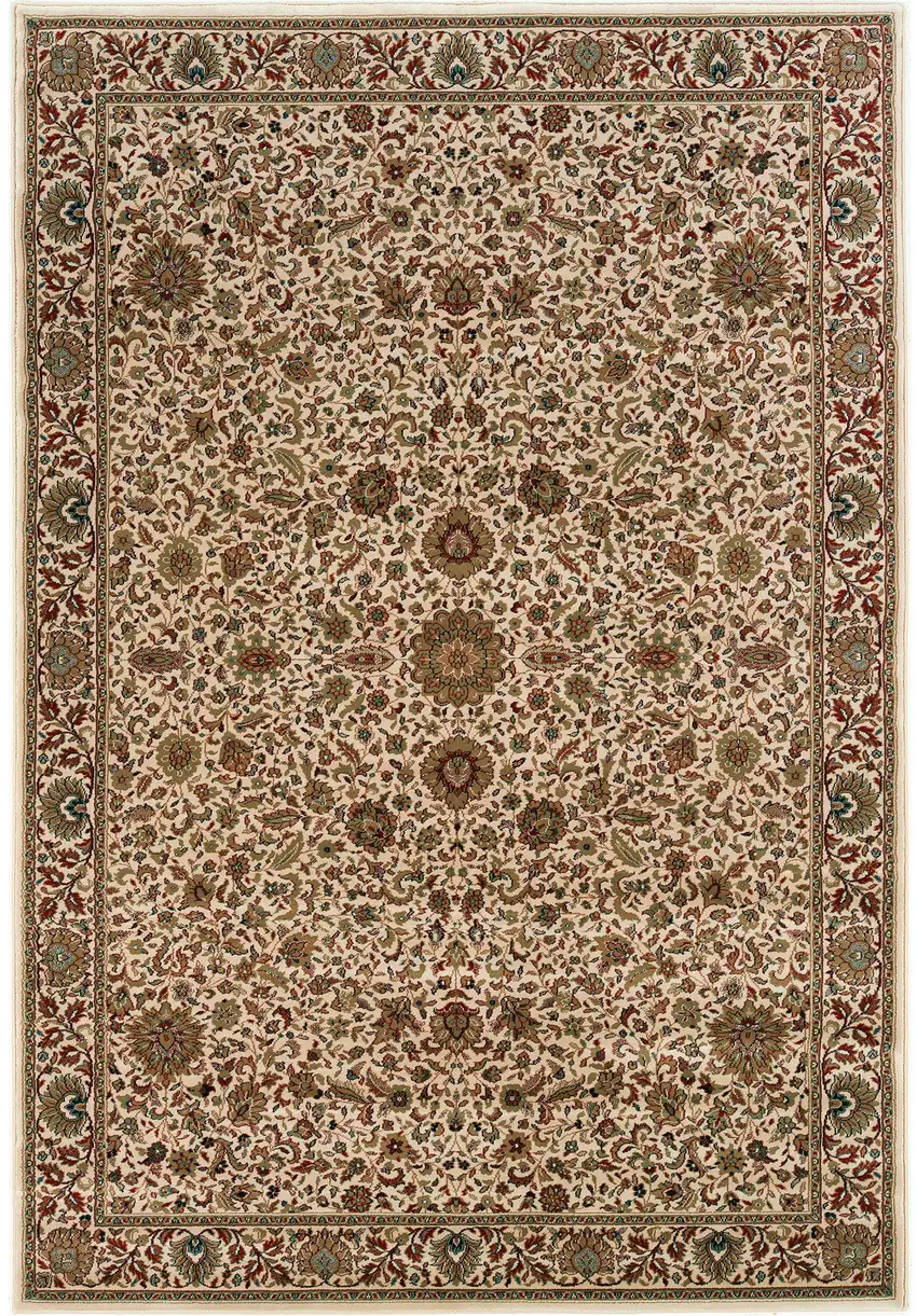 Ivory And Green Oriental Area Rug Photo 2
