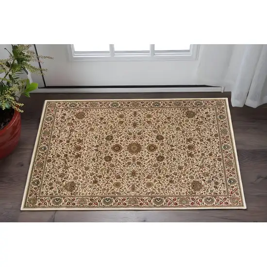 Ivory And Green Oriental Area Rug Photo 1