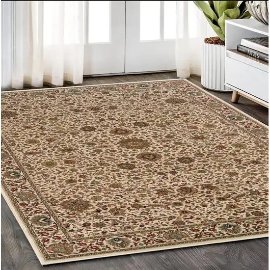 Ivory And Green Oriental Area Rug Photo 1