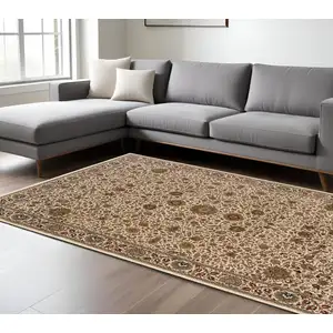 Photo of Ivory And Green Oriental Area Rug