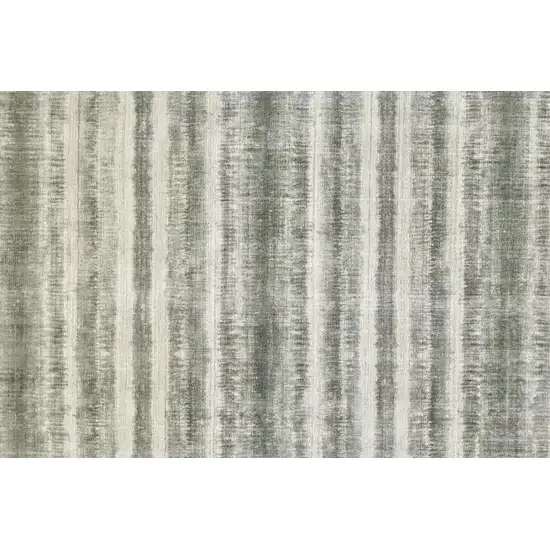 Ivory And Green Striped Hand Woven Area Rug Photo 3