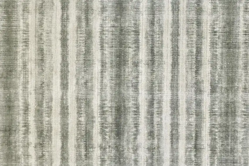 Ivory And Green Striped Hand Woven Area Rug Photo 3