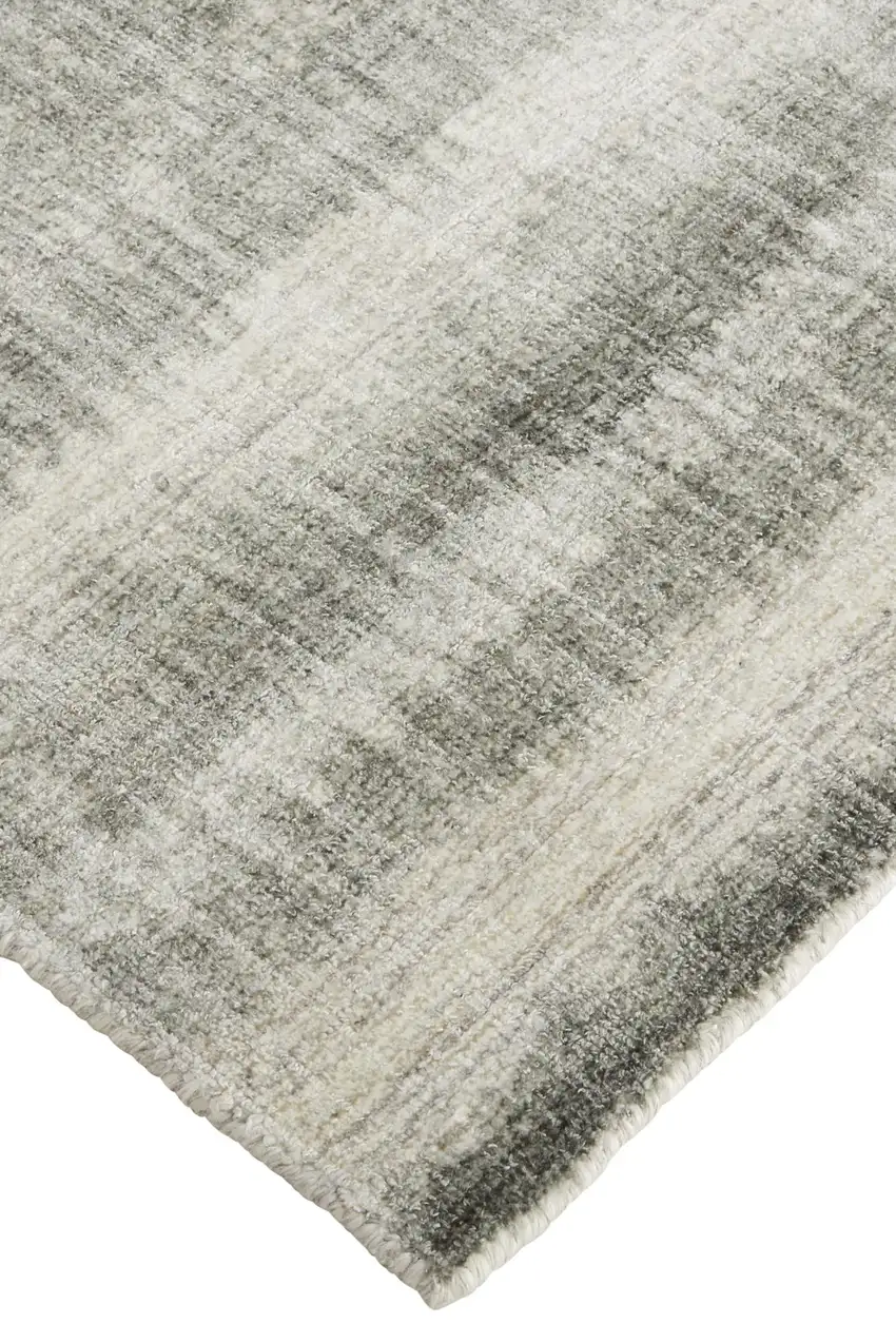 Ivory And Green Striped Hand Woven Area Rug Photo 4
