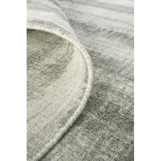Ivory And Green Striped Hand Woven Area Rug Photo 5