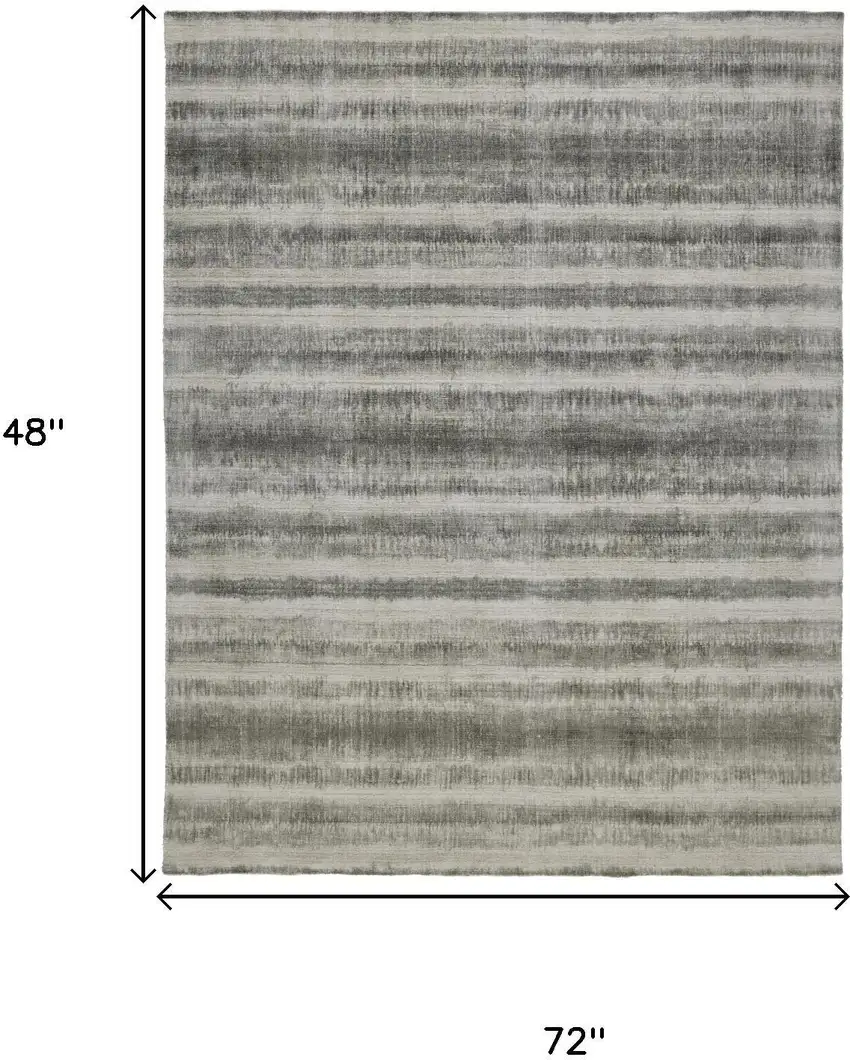 Ivory And Green Striped Hand Woven Area Rug Photo 6