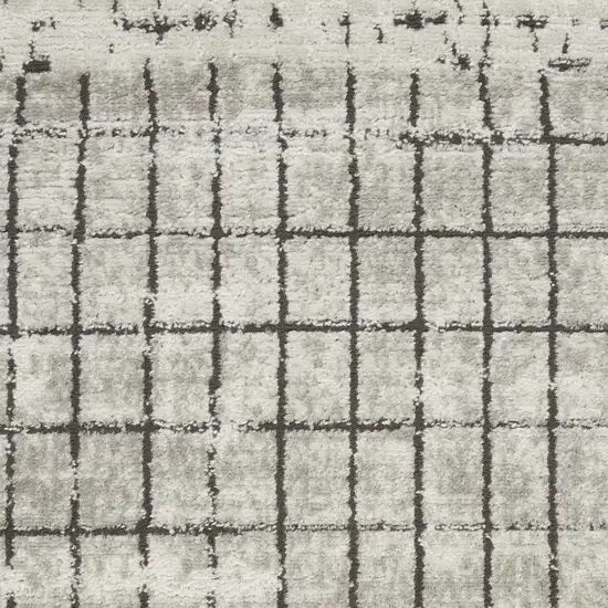 Ivory And Grey Abstract Power Loom Distressed Non Skid Area Rug Photo 3