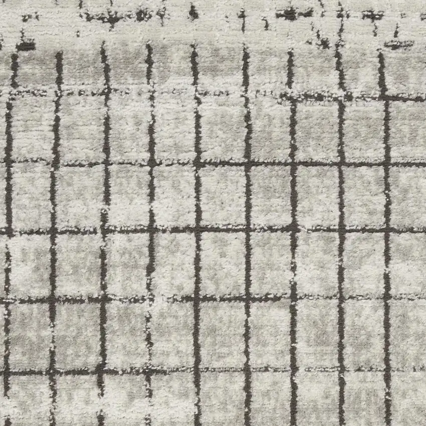 Ivory And Grey Abstract Power Loom Distressed Non Skid Area Rug Photo 3